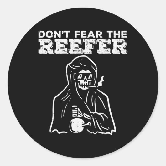 Halloween wees niet bang Reefer Grim Reaper Grappi Ronde Sticker (Voorkant)