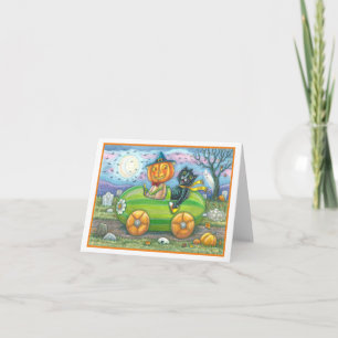 HALLOWEEN WEGREIS, JACK & ZWARTE KAT VRIEND Leeg Kaart