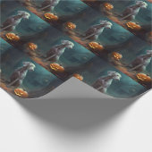 Halloween Weimaraner met pompoenen eng Cadeaupapier (Hoek)
