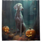 Halloween Weimaraner met pompoenen eng Douchegordijn (Voorkant)