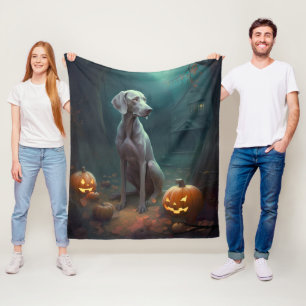Halloween Weimaraner met pompoenen eng Fleece Deken