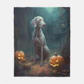 Halloween Weimaraner met pompoenen eng Fleece Deken (Voorkant)