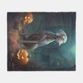 Halloween Weimaraner met pompoenen eng Fleece Deken (Voorkant (Horizontaal))