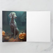Halloween Weimaraner Met Pompoenen Eng Kaart (Binnen)