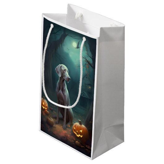 Halloween Weimaraner met pompoenen eng Klein Cadeauzakje (Achterkant Gekanteld)
