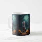 Halloween Weimaraner met pompoenen eng Koffiemok (Voorkant links)