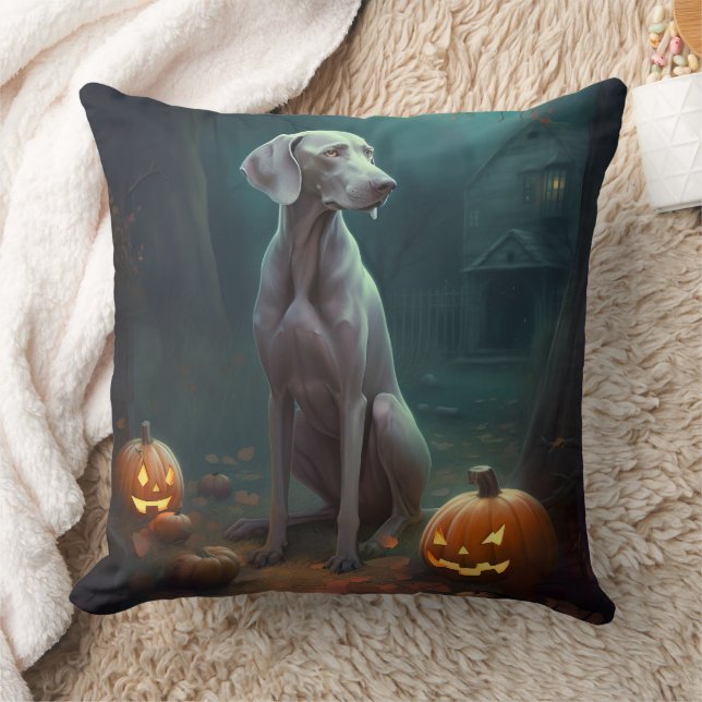 Halloween Weimaraner met pompoenen eng Kussen (Deken)