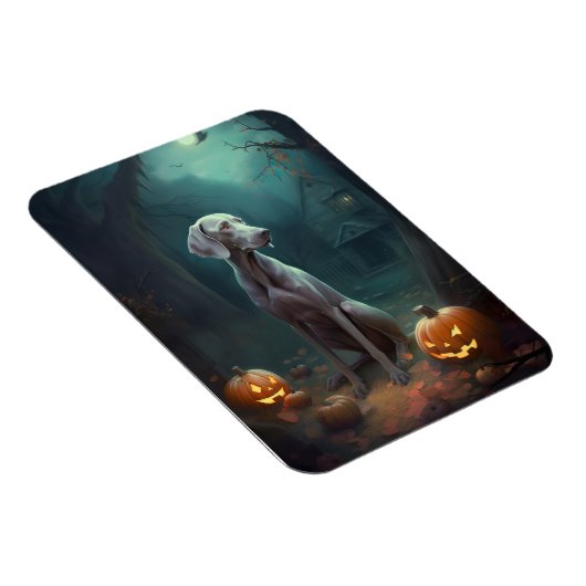Halloween Weimaraner met pompoenen eng Magneet (Rechterzijde)