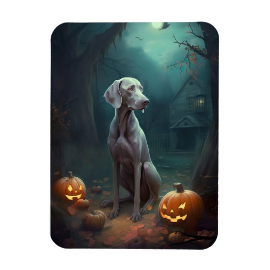 Halloween Weimaraner met pompoenen eng Magneet (Verticaal)