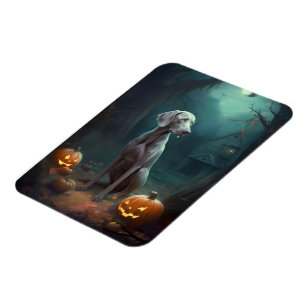 Halloween Weimaraner met pompoenen eng Magneet