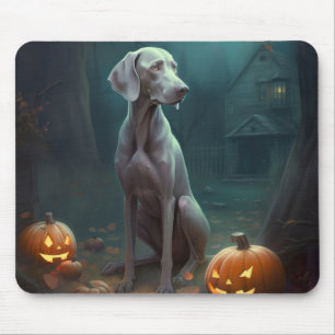 Halloween Weimaraner met pompoenen eng Muismat