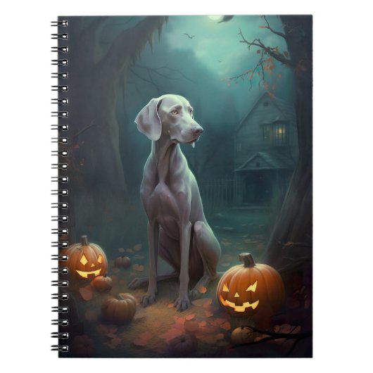 Halloween Weimaraner met pompoenen eng Notitieboek (Voorkant)