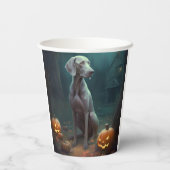 Halloween Weimaraner met pompoenen eng Papieren Bekers (Achterkant)