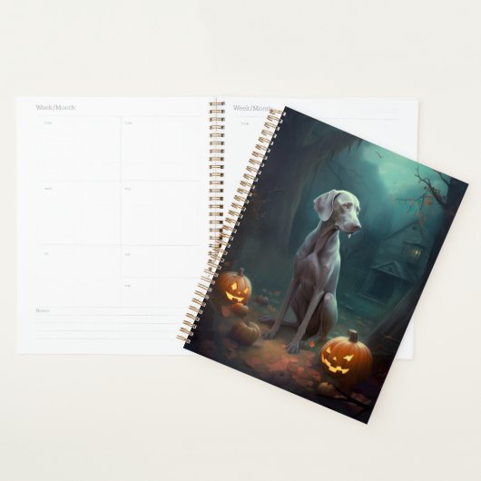 Halloween Weimaraner met pompoenen eng Planner (Display)