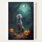 Halloween Weimaraner met pompoenen eng Planner (Achterkant)