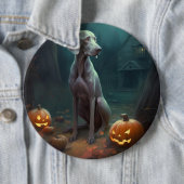 Halloween Weimaraner met pompoenen eng Ronde Button 6,0 Cm (In situ)