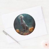 Halloween Weimaraner met pompoenen eng Ronde Sticker (Envelop)