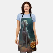 Halloween Weimaraner met pompoenen eng Schort (Gedragen)