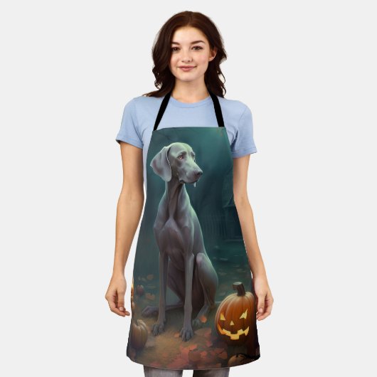 Halloween Weimaraner met pompoenen eng Schort