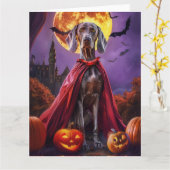 Halloween Weimaraner Vampire Pumpkins eng Kaart (Gele Bloem)