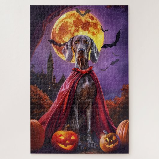 Halloween Weimaraner Vampire Pumpkins eng Legpuzzel (Verticaal)
