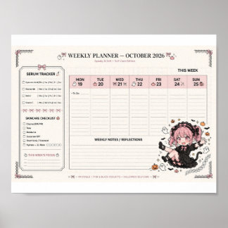 Halloween Wekelijkse Planner 2026 | Serum Tracker  Poster