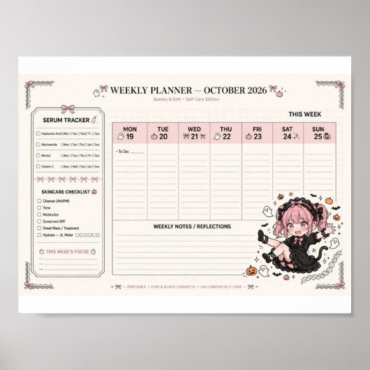 Halloween Wekelijkse Planner 2026 | Serum Tracker  Poster (Voorkant)