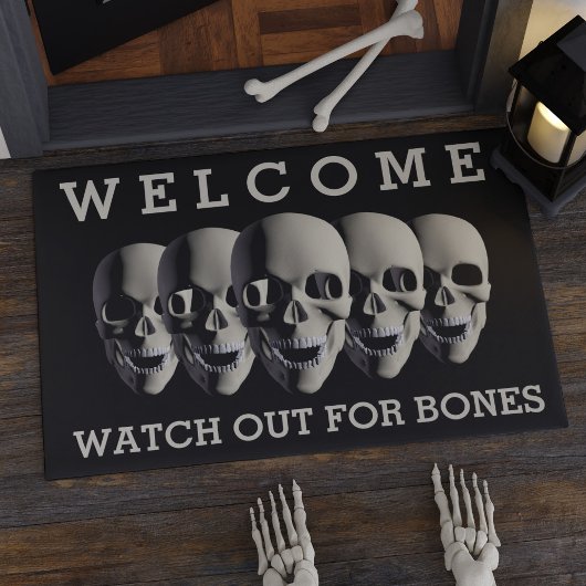 Halloween Welcome Doormat | Uitkijken voor Botten Deurmat