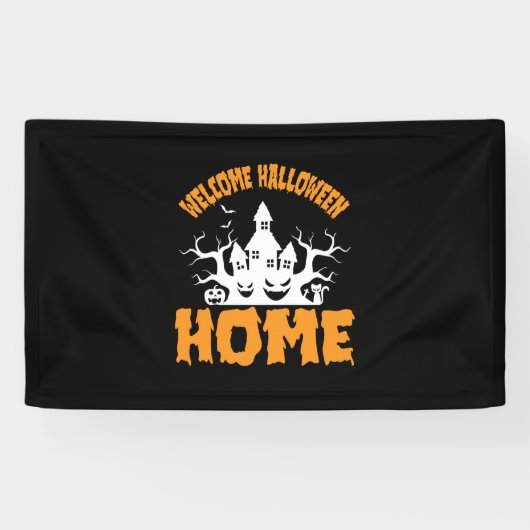 Halloween Welcome Halloween Home Birthday Spandoek (Horizontaal)