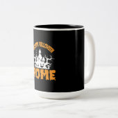 Halloween Welcome Halloween Home Birthday Tweekleurige Koffiemok (Voorkant rechts)