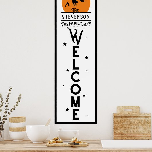 Halloween Welkom | Familienaam Deurlengte Poster (Keuken)