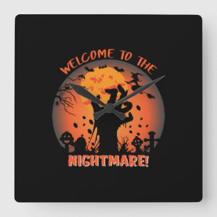 Halloween Welkom in de nachtmerrie Vierkante Klok