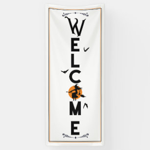 Halloween Welkom   Spookige lange voordeur Spandoek