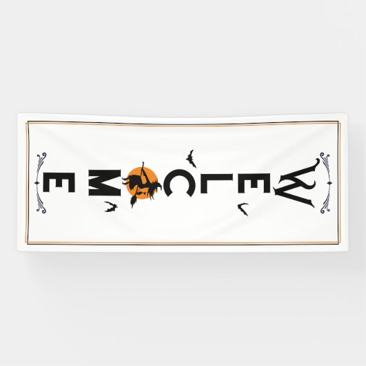 Halloween Welkom | Spookige lange voordeur Spandoek (Horizontaal)