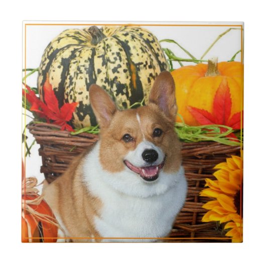 Halloween Welsh Corgi Ceramic Tile Tegeltje (Voorkant)