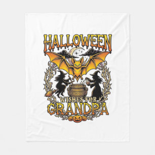 Halloween Wensen Opa Vleermuis Heksen Ketel_1 Fleece Deken
