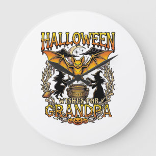 Halloween Wensen Opa Vleermuis Heksen Ketel_1 Grote Klok