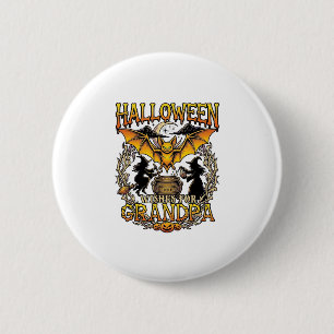Halloween Wensen Opa Vleermuis Heksen Ketel_1 Ronde Button 5,7 Cm