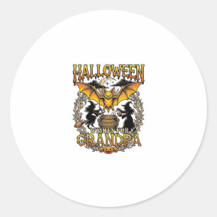 Halloween Wensen Opa Vleermuis Heksen Ketel_1 Ronde Sticker