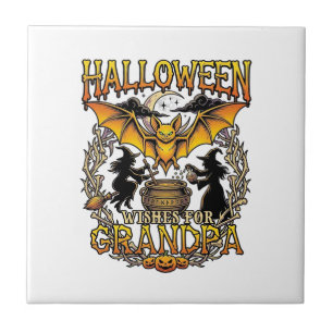 Halloween Wensen Opa Vleermuis Heksen Ketel_1 Tegeltje