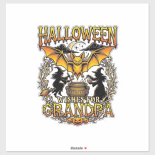 Halloween Wensen Opa Vleermuis Heksenketel_1 Sticker