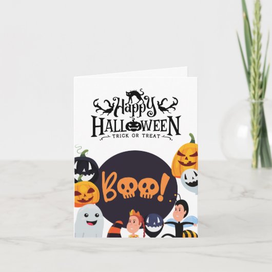 Halloween Wenskaart Collectie – Schattige Boo Kaart (Voorkant)