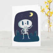 Halloween Wenskaart/Cute Skeleton Kaart (Gele Bloem)