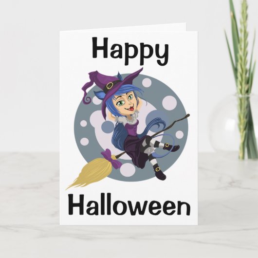 Halloween Wenskaart/Cute Witch Kaart (Voorkant)