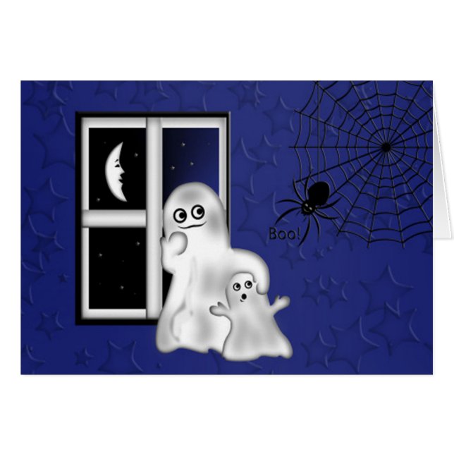 Halloween Wenskaart/Ghost (Voorkant Horizontaal)