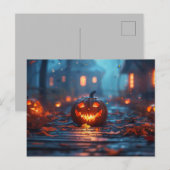 Halloween wenskaart griezelige pompoen briefkaart (Voorkant / Achterkant)