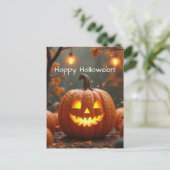 Halloween wenskaart griezelige pompoen briefkaart (Staand voorkant)