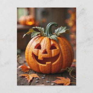 Halloween wenskaart griezelige pompoen briefkaart