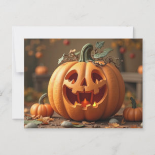 Halloween wenskaart griezelige pompoen briefkaart