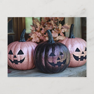 Halloween wenskaart griezelige pompoen briefkaart